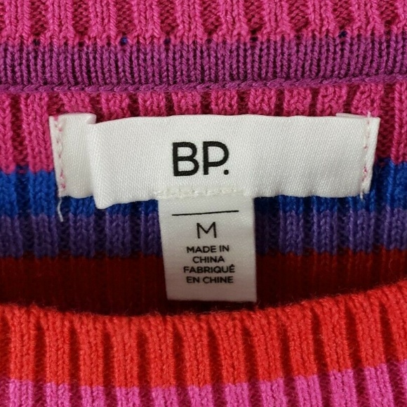 ❤BP Ribbed Lettuce Edge Multi Crazy Stripe Sweater - Picture 6 of 7